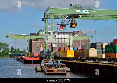 Container, Behala, Westhafen, Berlino, Germania Foto Stock