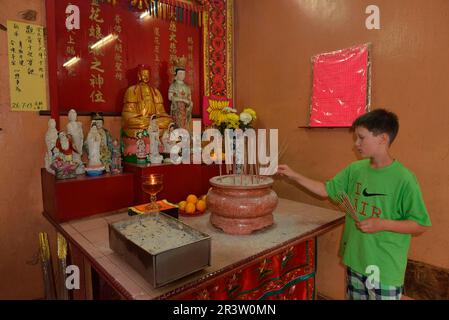 Guan di-Tempel, Jalan Tun H.S. Lee, Chinatown, Kuala Lumpur, Malesia Foto Stock