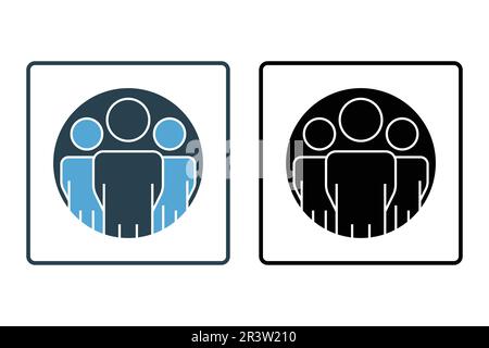 Icona persone. icona relativa a persone in contatto, gruppo, team, comunità. Design a icone solido. Semplice disegno vettoriale modificabile Illustrazione Vettoriale