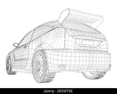 Auto. Vettore del telaio del filo. I livelli delle linee visibili e invisibili sono separati. Formato EPS10:9 Illustrazione Vettoriale