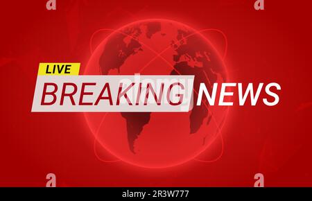 Breaking news tv report template vettoriale background channel banner. Modello di media per la trasmissione della schermata del logo delle notizie. Illustrazione Vettoriale