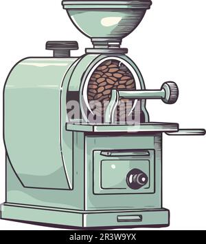 Chicchi di caffè appena macinati prodotti dal barista Illustrazione Vettoriale