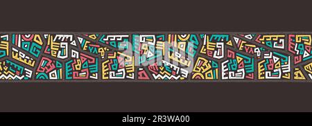 Disegno a mano astratto senza giunture modello, sfondo etnico, stile africano - grande per tessuti, striscioni, sfondi, imballaggio - disegno vettoriale Illustrazione Vettoriale