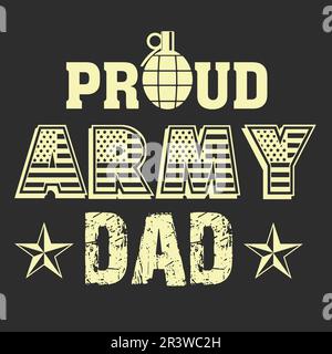 Proud Army DAD- T-shirt per il giorno del padro Illustrazione Vettoriale