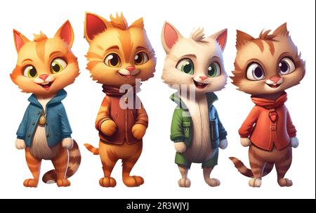 ui set illustrazione vettoriale di diverse razze carine di gatti isolati su sfondo bianco Illustrazione Vettoriale