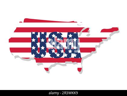Varie bandiere americane sono isolate su sfondo bianco. Etichette di flag e forme diverse. Illustrazione vettoriale dei simboli patriottici degli Stati Uniti. Illustrazione Vettoriale