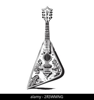 Balalaika disegno disegnato a mano in stile doodle strumento musicale Illustrazione Vettoriale