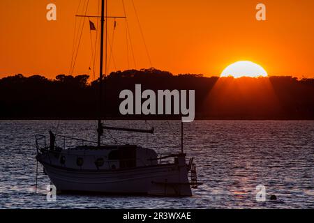 Ultimo sole sull'Estany des Peix Foto Stock