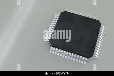 rendering 3d di microchip o chip semiconduttore, per il calcolo. Foto Stock