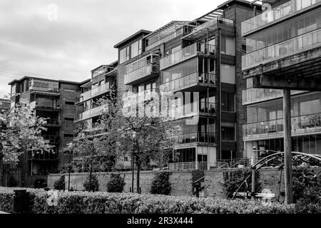 Sandnes, Norvegia, Maggio 18 2023, Luxury Waterside Apartment Development Downtown Sandnes Norway with No People Foto Stock