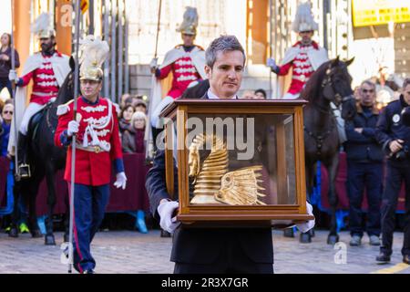 Guardia d'onore, Festa De l'Estandart, festa civico-religiosa nella conquista cristiana della città è commemorata dal re Jaume i il 31 dicembre 1229. Palma di Maiorca, Isole Baleari, Spagna, Europa. Foto Stock