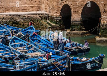 Barche da pesca marocchine classiche Foto Stock