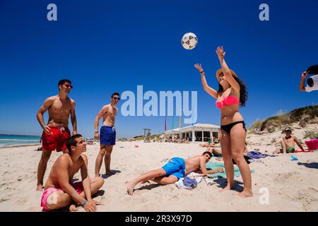 Chiringuito El Ultimo Paraiso - El Chiringito del Medio- ,Spiaggia Es Trenc. Mallorca. Islas Baleares. Spagna. Foto Stock