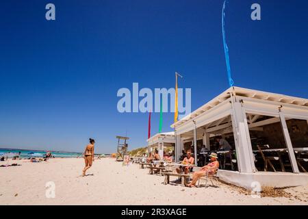 Chiringuito El Ultimo Paraiso - El Chiringito del Medio- ,Spiaggia Es Trenc. Mallorca. Islas Baleares. Spagna. Foto Stock