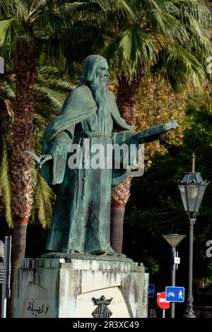 Raimondo Lullo, Horacio de Eguía, 1966, Bronce y piedra, Paseo de Sagrera, Palma di Maiorca, isole Baleari, Spagna. Foto Stock