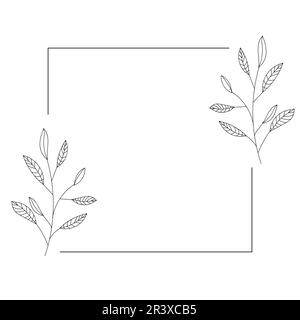 Cornice foglie botaniche. Illustrazione vettoriale su sfondo bianco. Vettore 10ESP Illustrazione Vettoriale