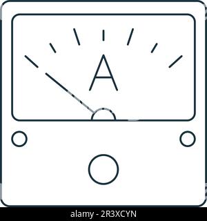 Icona amperometro. Bianco e nero semplice segno dalla collezione di strumenti da costruzione. Icona amperometro per logo, modelli, web design e infografica Illustrazione Vettoriale