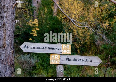 camino de los Ganchos y Boca del Infierno, Valle di Hecho, valli occidentali, catena montuosa dei Pirenei, provincia di Huesca, Aragon, Spagna, europa. Foto Stock