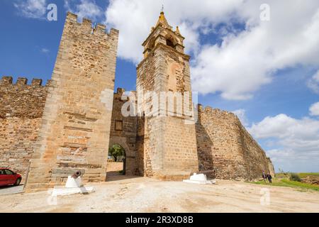 Castillo de Mourão, siglo XIV, Mourão, Distrito de Évora, Alentejo, Portogallo. Foto Stock