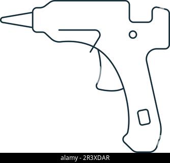 Icona pistola colla. Bianco e nero semplice segno dalla collezione di strumenti da costruzione. Icona pistola colla per logo, modelli, web design e infografica. Illustrazione Vettoriale