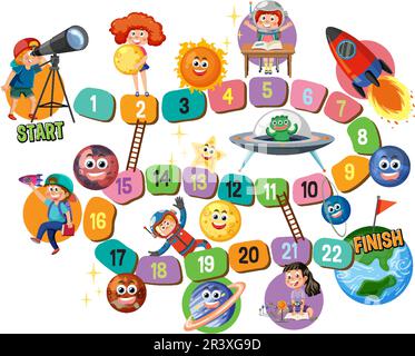 Illustrazione del modello di gioco da tavolo di serpenti e scale Illustrazione Vettoriale