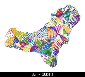 Mappa in stile bambino di El Hierro. Poligoni disegnati a mano a forma di El Hierro. Illustrazione vettoriale. Illustrazione Vettoriale