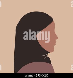 Donna astratta senza volto in hijab. Ragazza musulmana. Arte femminile Stile moderno e minimalista. Illustrazione vettoriale disegnata a mano Illustrazione Vettoriale