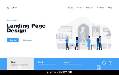 Visitatori del museo a piedi nella galleria d'arte Illustrazione Vettoriale