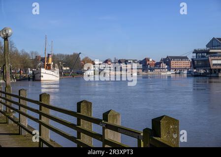 Leer città nella frisia orientale Foto Stock