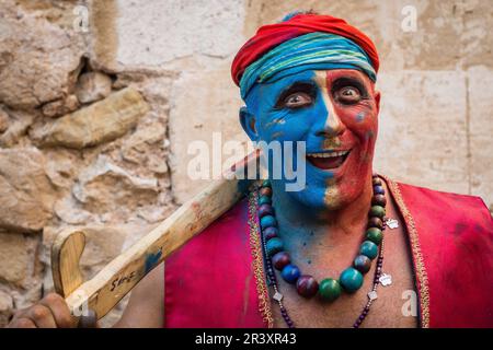 Batalla entre moros y cristianos, fiestas de la patrona, pollença, Maiorca, isole Baleari, Spagna, Europa. Foto Stock