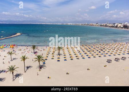 El Arenal Beach, Llucmajor, Mallorca, Isole Baleari, Spagna. Foto Stock