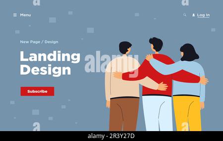 Vista posteriore dei membri del team in piedi insieme Illustrazione Vettoriale