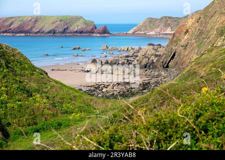 Costa gallese paesaggio costiero Marloes Sands Pembrokeshire West Wales UK KATHY DEWITT Foto Stock