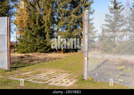 Ring of Remembrance Border Trail Museo di confine sorgono nelle montagne Harz Foto Stock