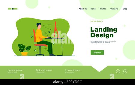 Istruzioni per la posa corretta durante il lavoro d'ufficio Illustrazione Vettoriale