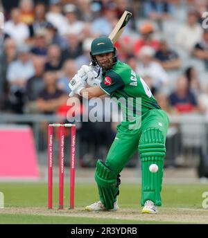 25th maggio 2023; Old Trafford Cricket Ground, Manchester, Inghilterra: Vital Blast T20 League Cricket, Lancashire Lightning contro Leicestershire Foxes; Colin Ackermann di Leicester Foxes Foto Stock