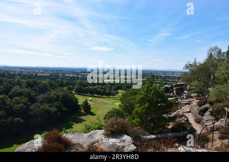 Vista da Hawkstone Park Follies, Shrewsbury, Shropshire, Regno Unito Foto Stock