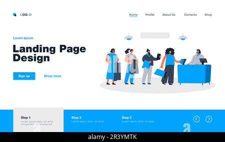 Cartoon persone in piedi in coda flat vettoriale illustrazione Illustrazione Vettoriale