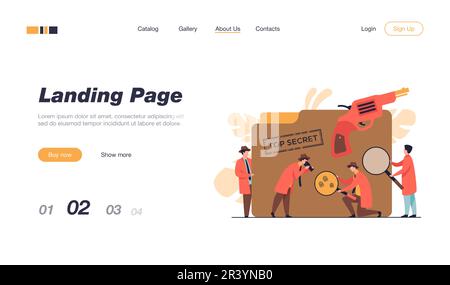 I detective della polizia cercano le prove con lente d'ingrandimento Illustrazione Vettoriale