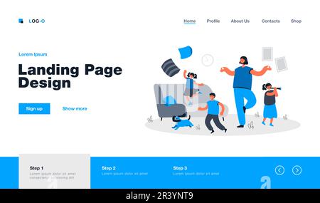 Madre meditando mentre i bambini naughty che generano il caos nel paese Illustrazione Vettoriale