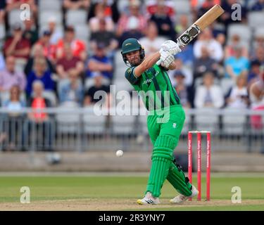 Colin Ackermann di Leicestershire Foxes in batting action durante la partita Vitality Blast Lancashire Lightning vs Leicestershire Foxes a Old Trafford, Manchester, Regno Unito, 25th maggio 2023 (Photo by Conor Molloy/News Images) Foto Stock