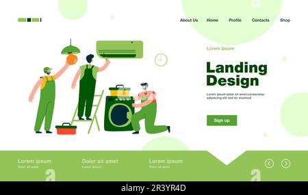 Handymen riparare il cliente elettrodomestico Illustrazione Vettoriale