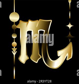 simbolo scorpione zodiaco lucido lusso oro adesivo illustrazione in formato vettoriale Illustrazione Vettoriale