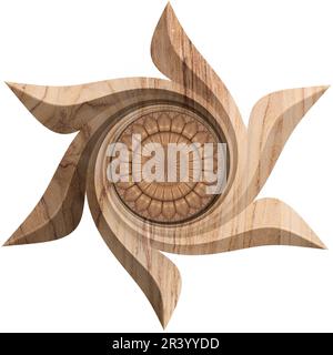 Riyadh, stella intrecciata di legno. pezzo decorativo, illustrazione 3d. Foto Stock