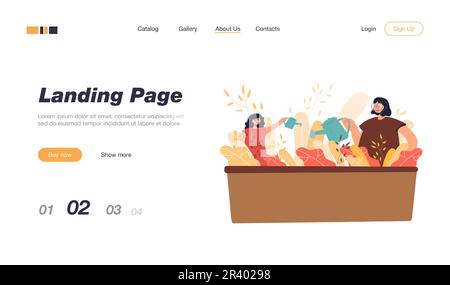 Madre e figlia di impianti di irrigazione in giardino Illustrazione Vettoriale