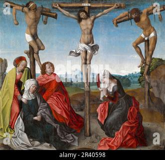 La Crocifissione di Rogier van der Weyden (c.1399-1464), olio su pannello, c. 1500 Foto Stock