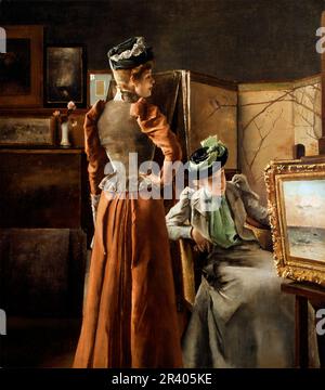 Visita allo Studio dell'artista belga Alfred Stevens (1823-1906), olio su tela, 1891 Foto Stock