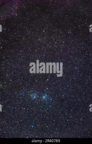 Il doppio cluster in Perseus, e lo Stock 2 Muscleman Cluster in cima. Foto Stock
