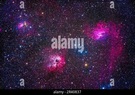 Una ricca gamma di nebulose nella zona centrale di Auriga. Foto Stock