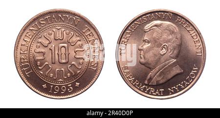 Dieci monete tenne turkmenistan Foto Stock